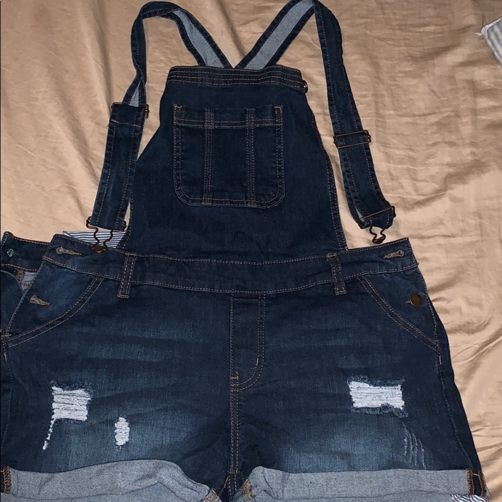 Dark blue denim romper